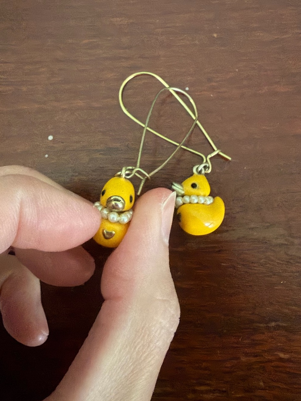 Betsey Johnson rubber duckie duckling duck drop earrings - Picture 2 of 4